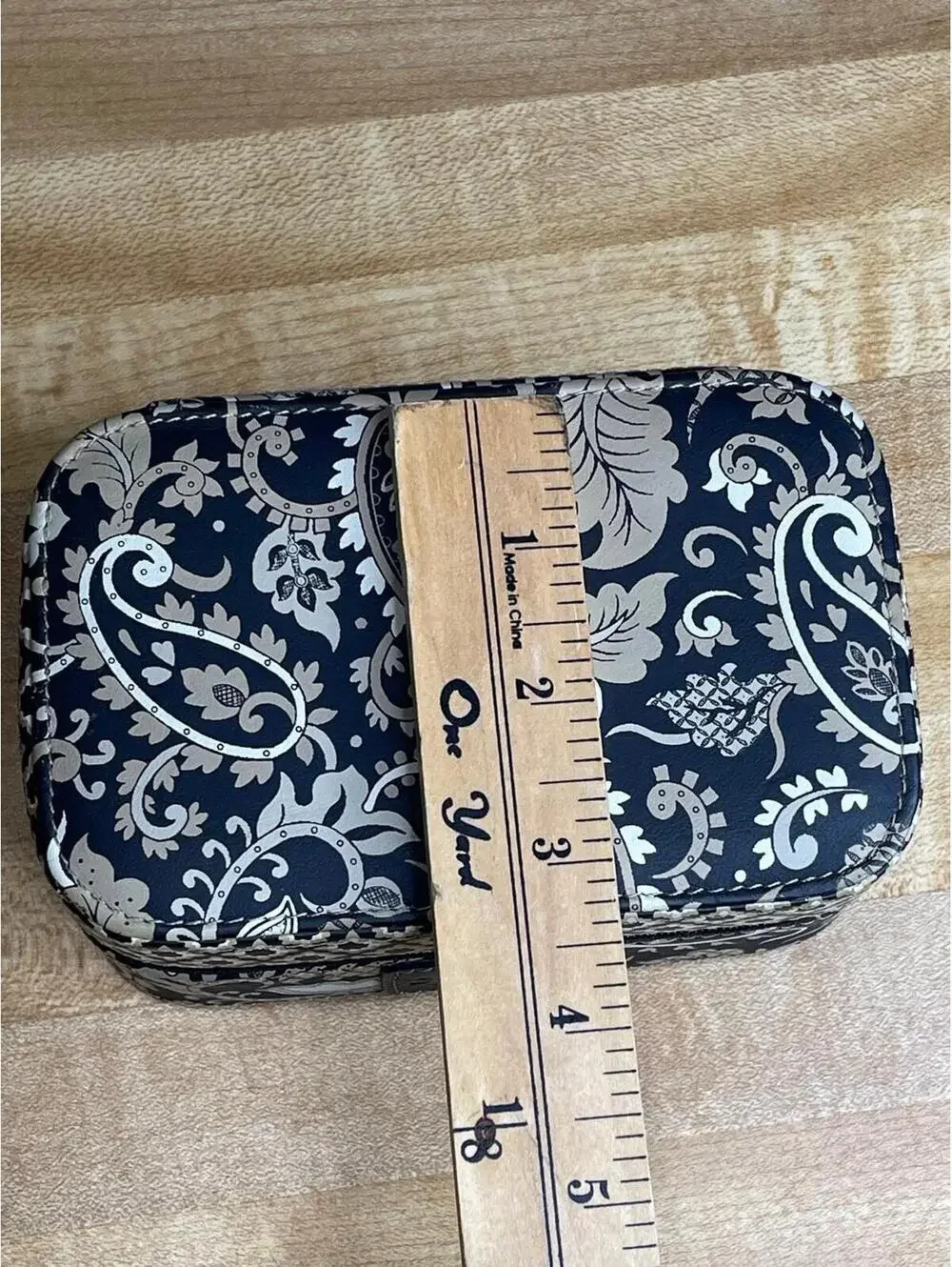 Vintage Fossil Coated Canvas Cashmere patterns Cosmetic Makeup  Jewelry Case